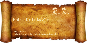 Rabi Kristóf névjegykártya